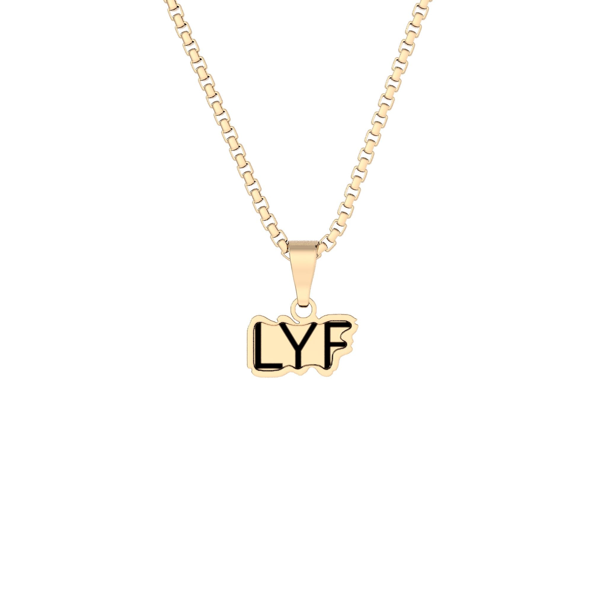 Custom LYF "Love Your Face" Cutout Pendant Necklace