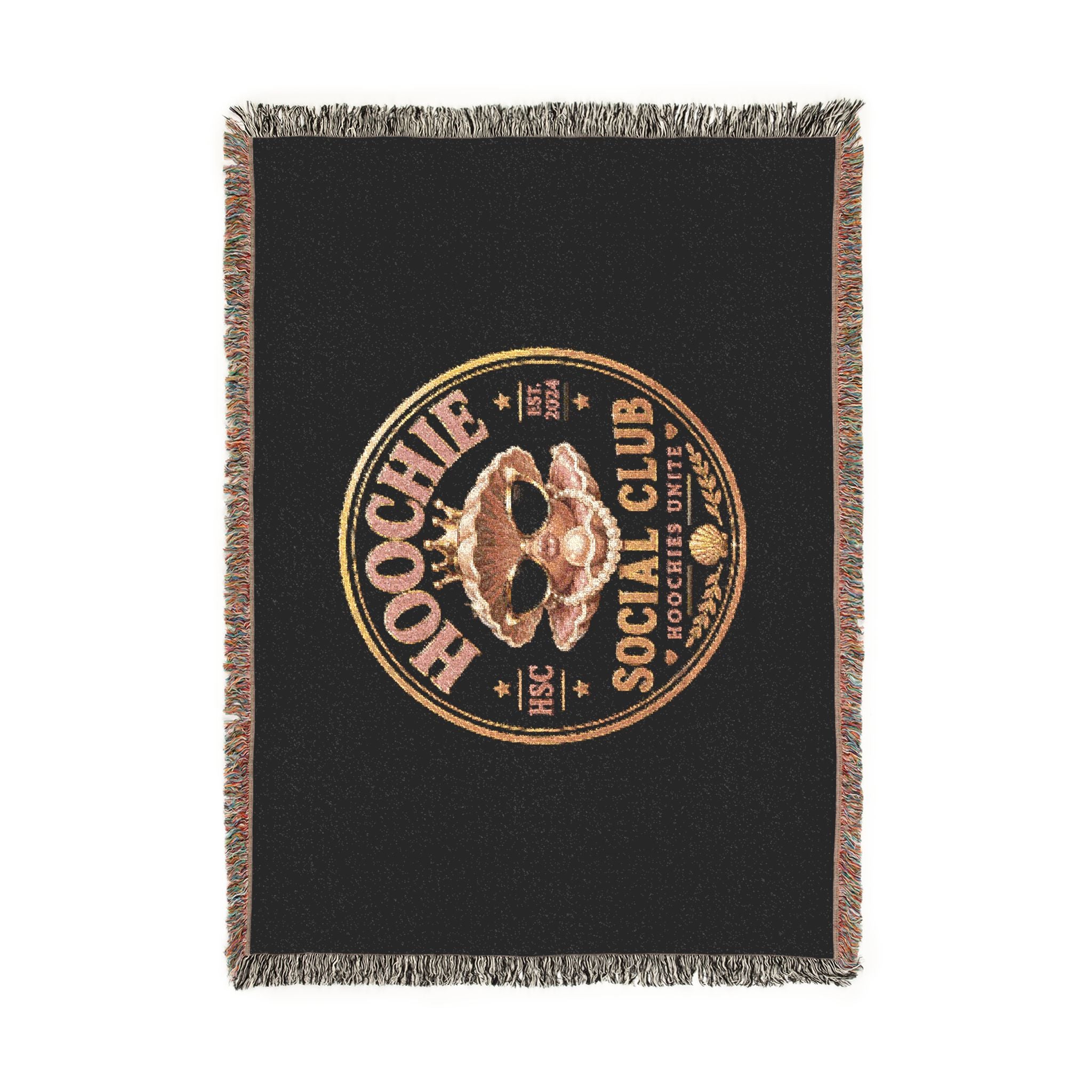 Woven Blanket — "Hoochie Social Club" Skull Logo Throw Blanket