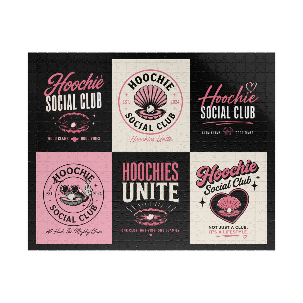 Hoochie Social Club Puzzle — Retro Pink Logo Jigsaw (110–1014 pcs)
