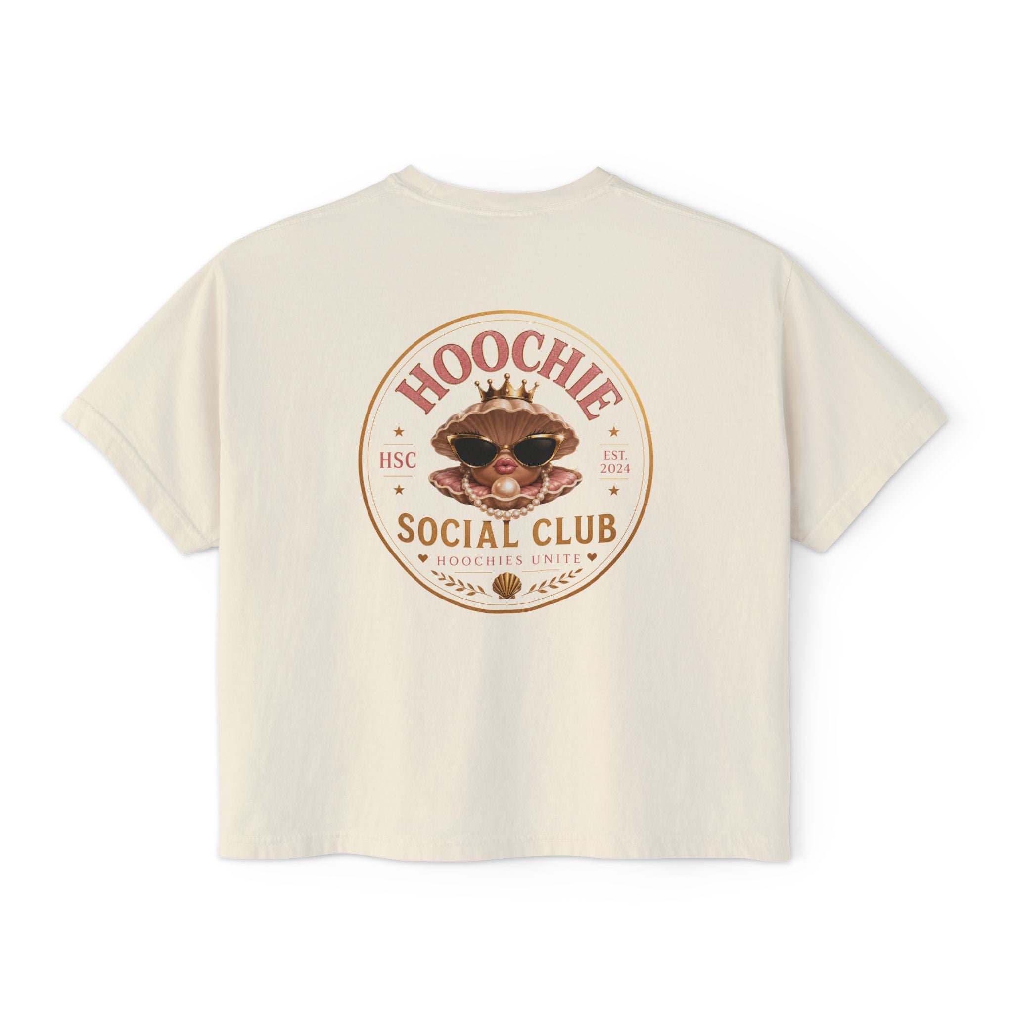 Hoochie Social Club Boxy Tee — Women's Cute Retro Cat Graphic Crop T-Shirt