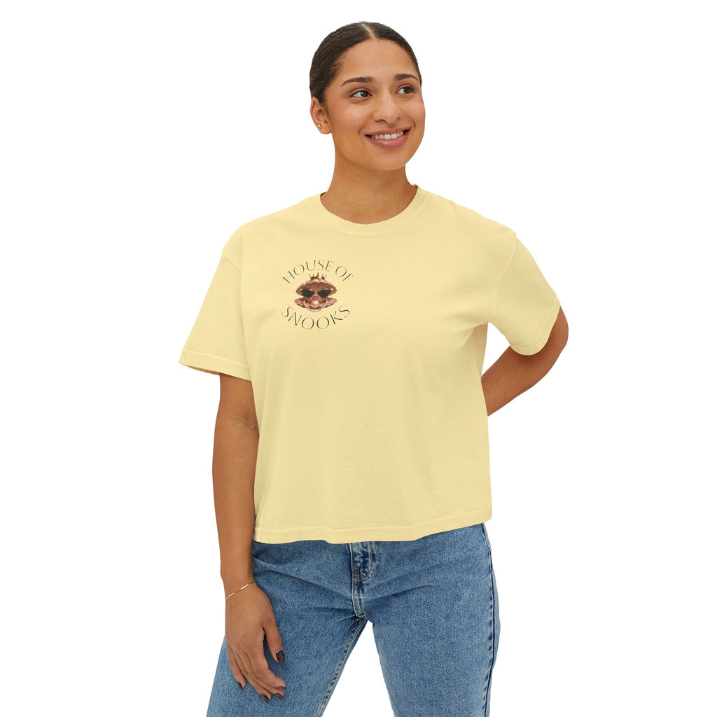 Hoochie Social Club Boxy Tee — Women's Cute Retro Cat Graphic Crop T-Shirt