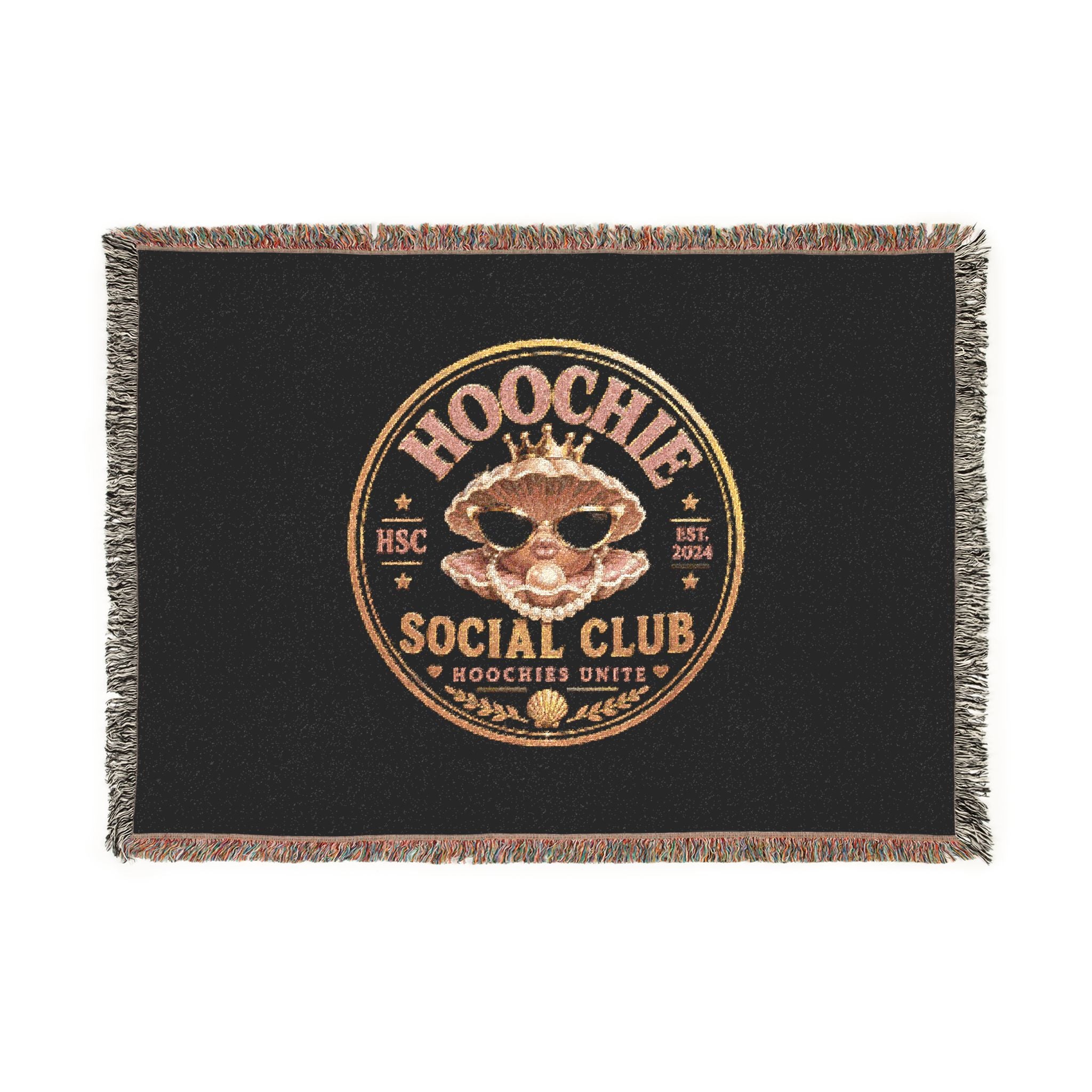 Woven Blanket — "Hoochie Social Club" Skull Logo Throw Blanket