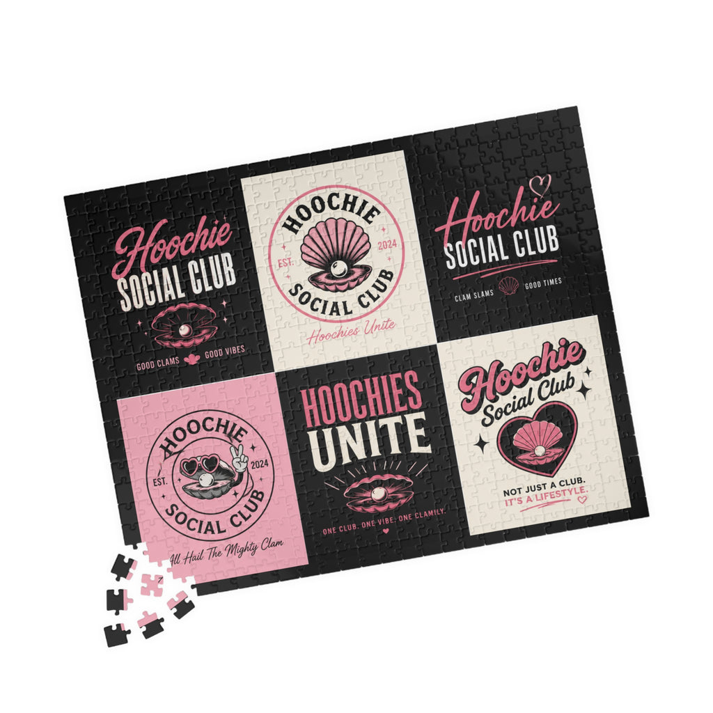 Hoochie Social Club Puzzle — Retro Pink Logo Jigsaw (110–1014 pcs)