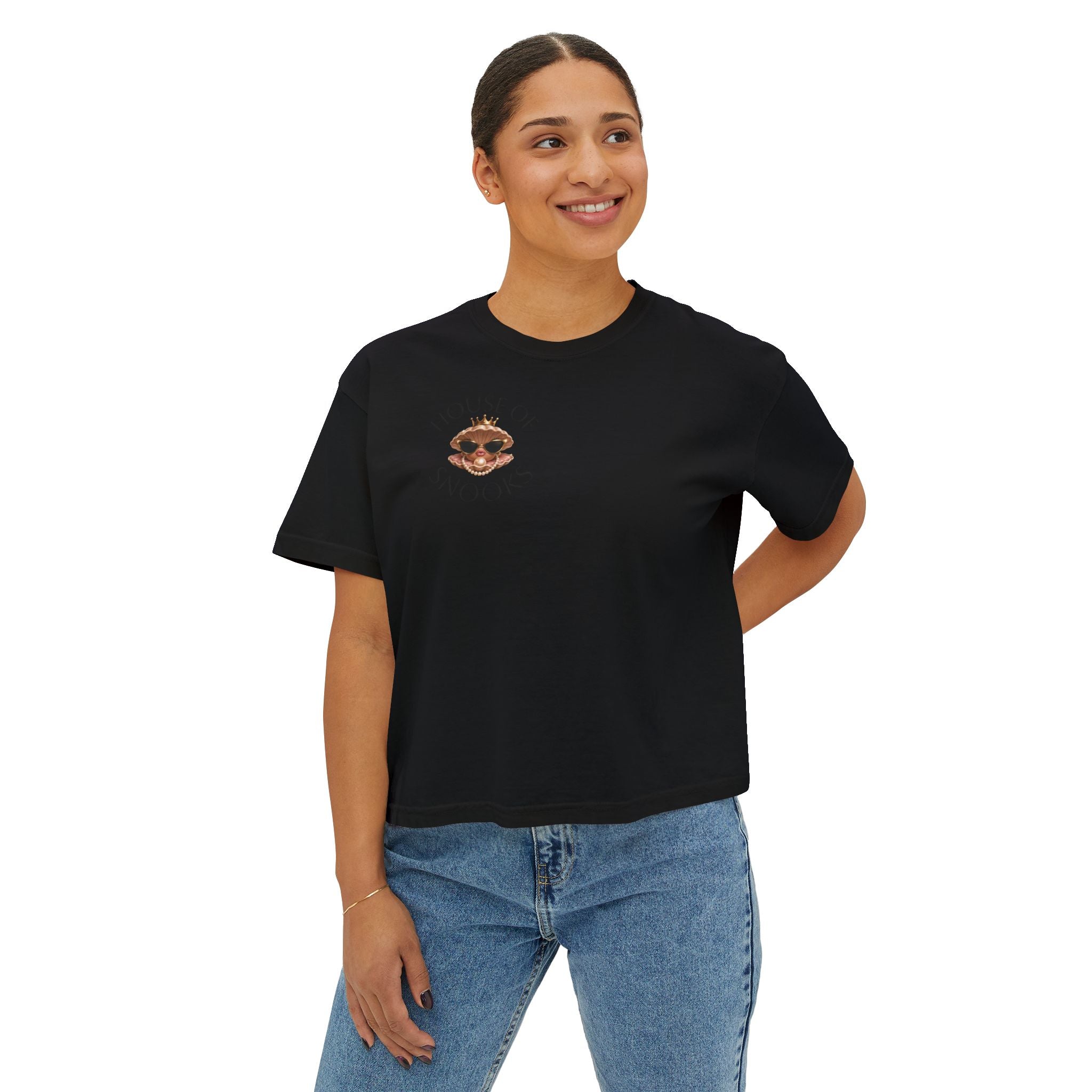 Hoochie Social Club Boxy Tee — Women's Cute Retro Cat Graphic Crop T-Shirt