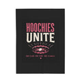 Hoochies Unite Plush Blanket — Soft Velveteen Throw with Retro Lip Graphic