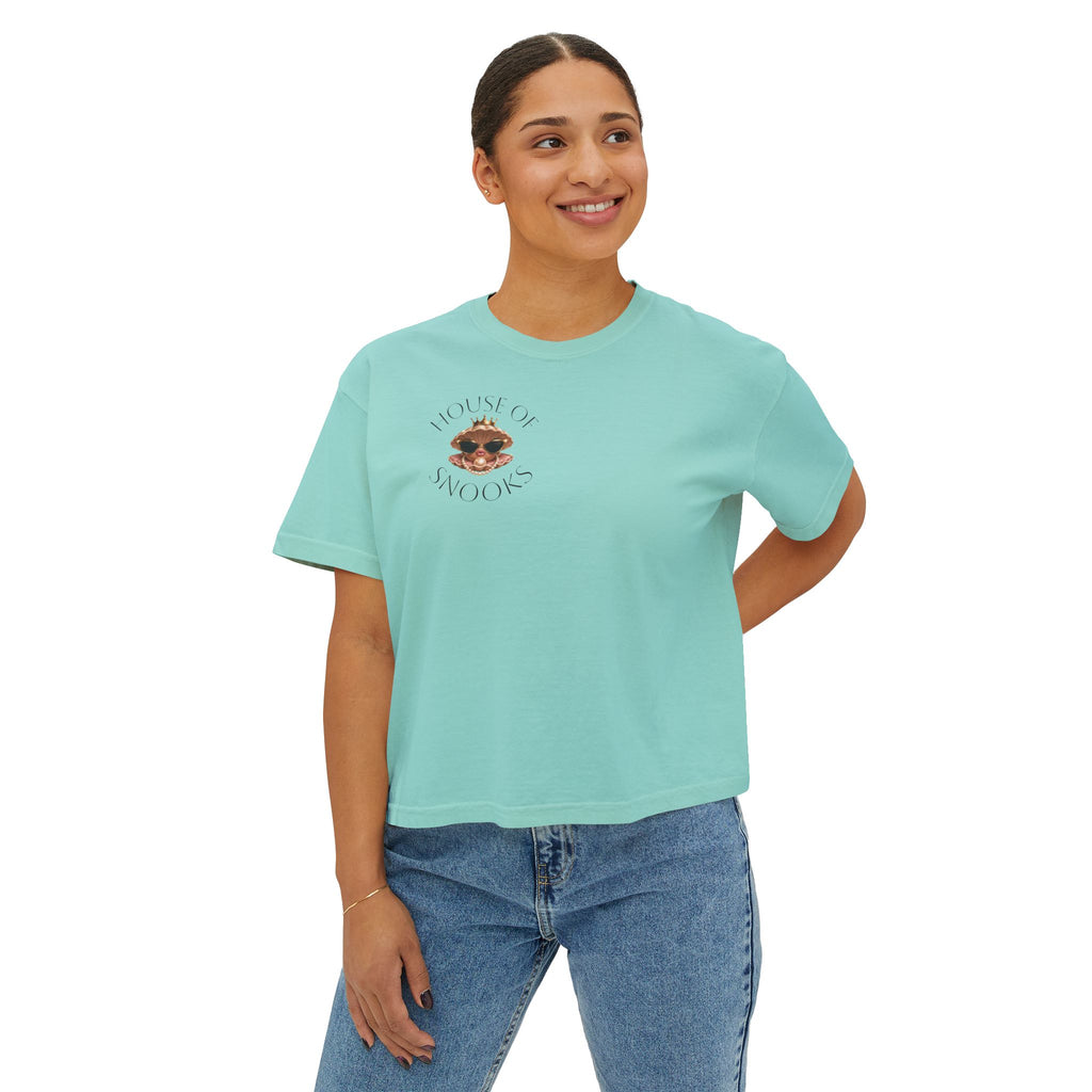 Hoochie Social Club Boxy Tee — Women's Cute Retro Cat Graphic Crop T-Shirt