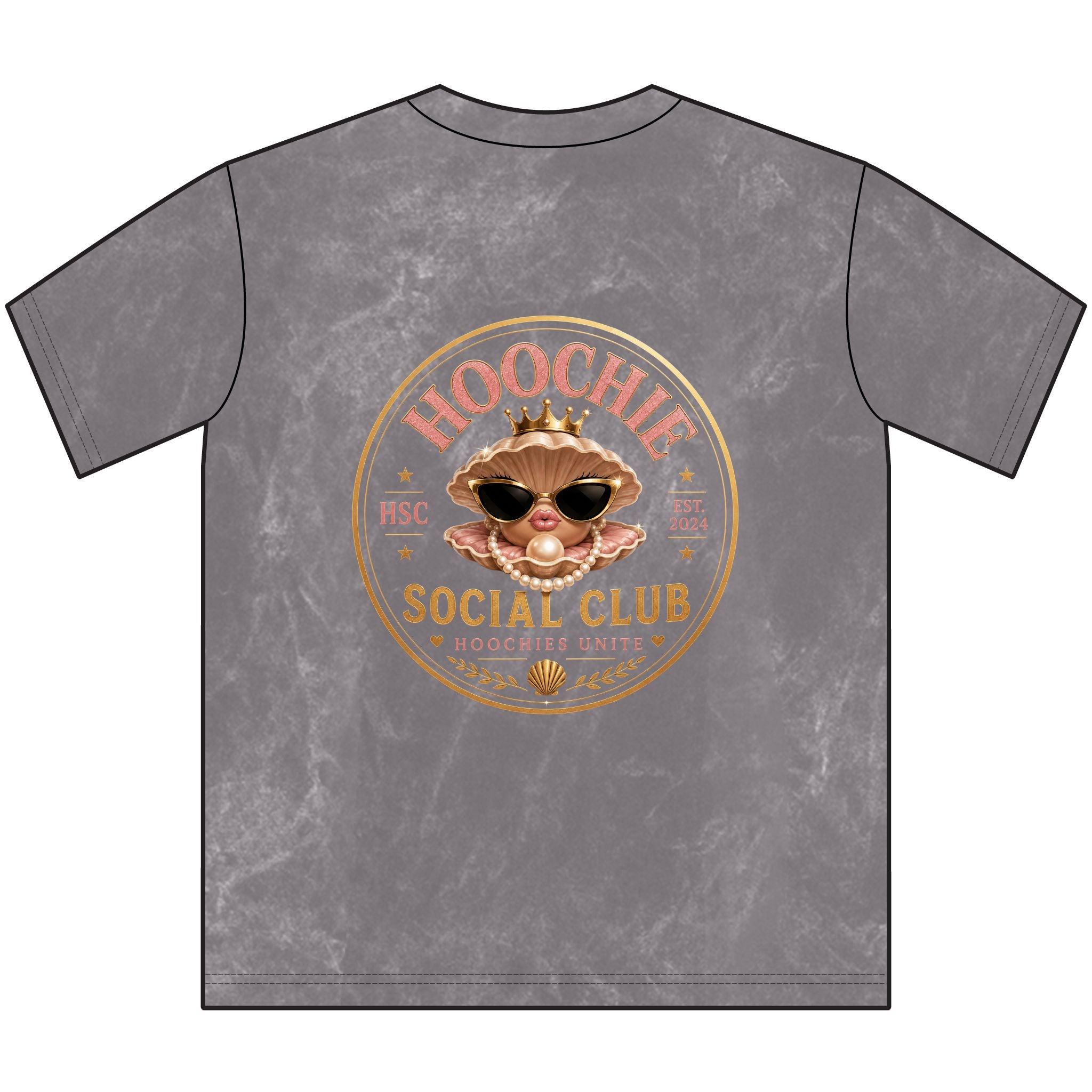 Vintage "Hoochie Social Club" Crewneck Tee — Retro Brown Graphic T-Shirt with "Oh, my apologies. You thought a hoochie cared?"