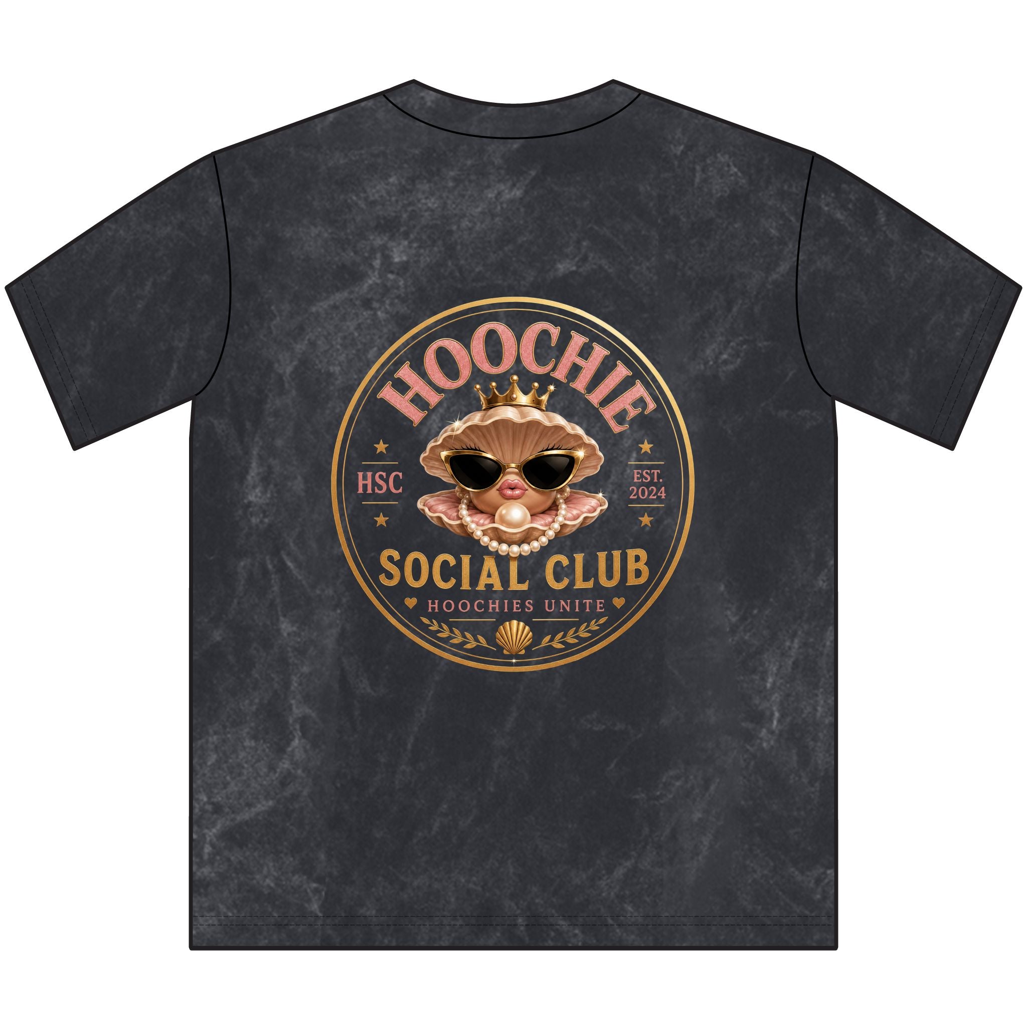Vintage "Hoochie Social Club" Crewneck Tee — Retro Brown Graphic T-Shirt with "Oh, my apologies. You thought a hoochie cared?"