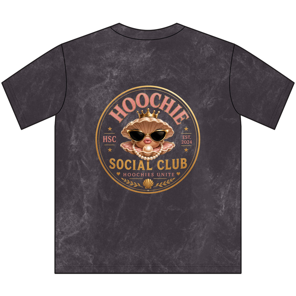 Vintage "Hoochie Social Club" Crewneck Tee — Retro Brown Graphic T-Shirt with "Oh, my apologies. You thought a hoochie cared?"