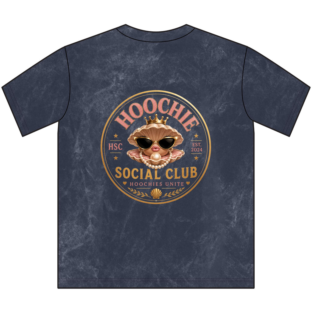 Vintage "Hoochie Social Club" Crewneck Tee — Retro Brown Graphic T-Shirt with "Oh, my apologies. You thought a hoochie cared?"