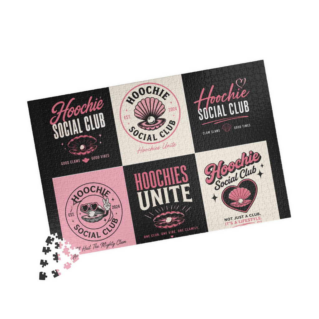 Hoochie Social Club Puzzle — Retro Pink Logo Jigsaw (110–1014 pcs)