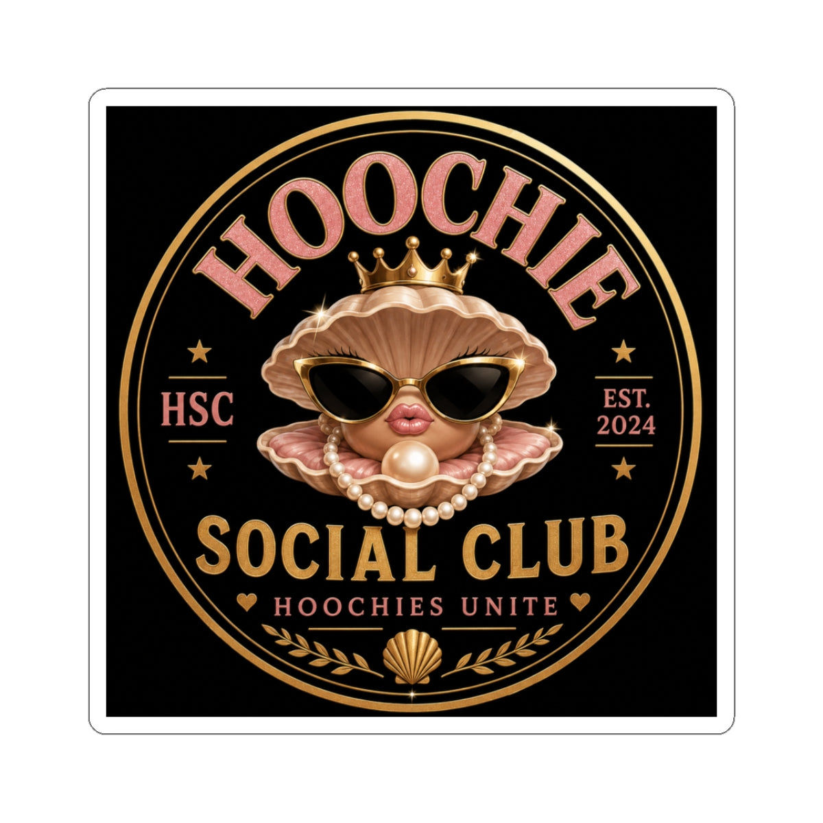 Hoochie Social Club Sticker — Retro Pearl Shell Design (Hoochies Unite)
