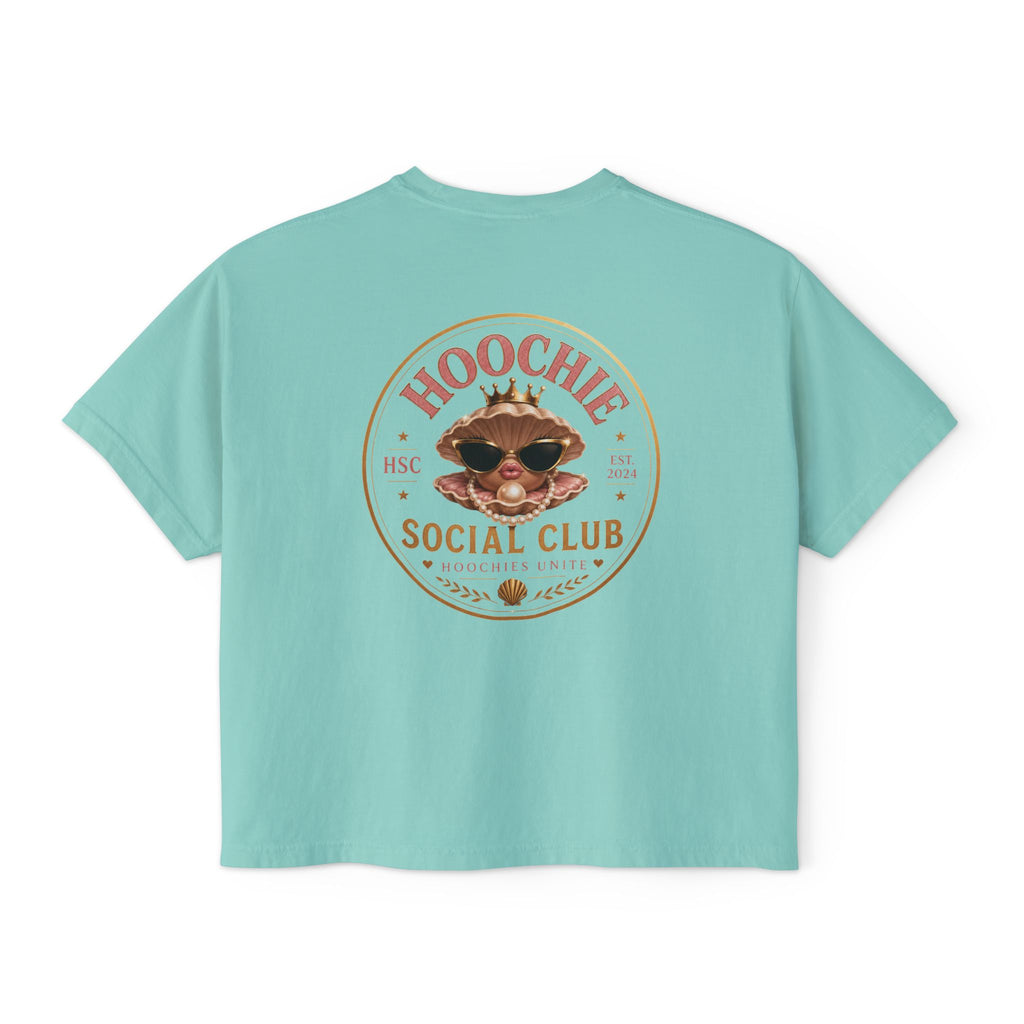 Hoochie Social Club Boxy Tee — Women's Cute Retro Cat Graphic Crop T-Shirt