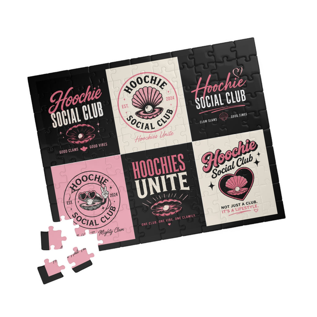 Hoochie Social Club Puzzle — Retro Pink Logo Jigsaw (110–1014 pcs)