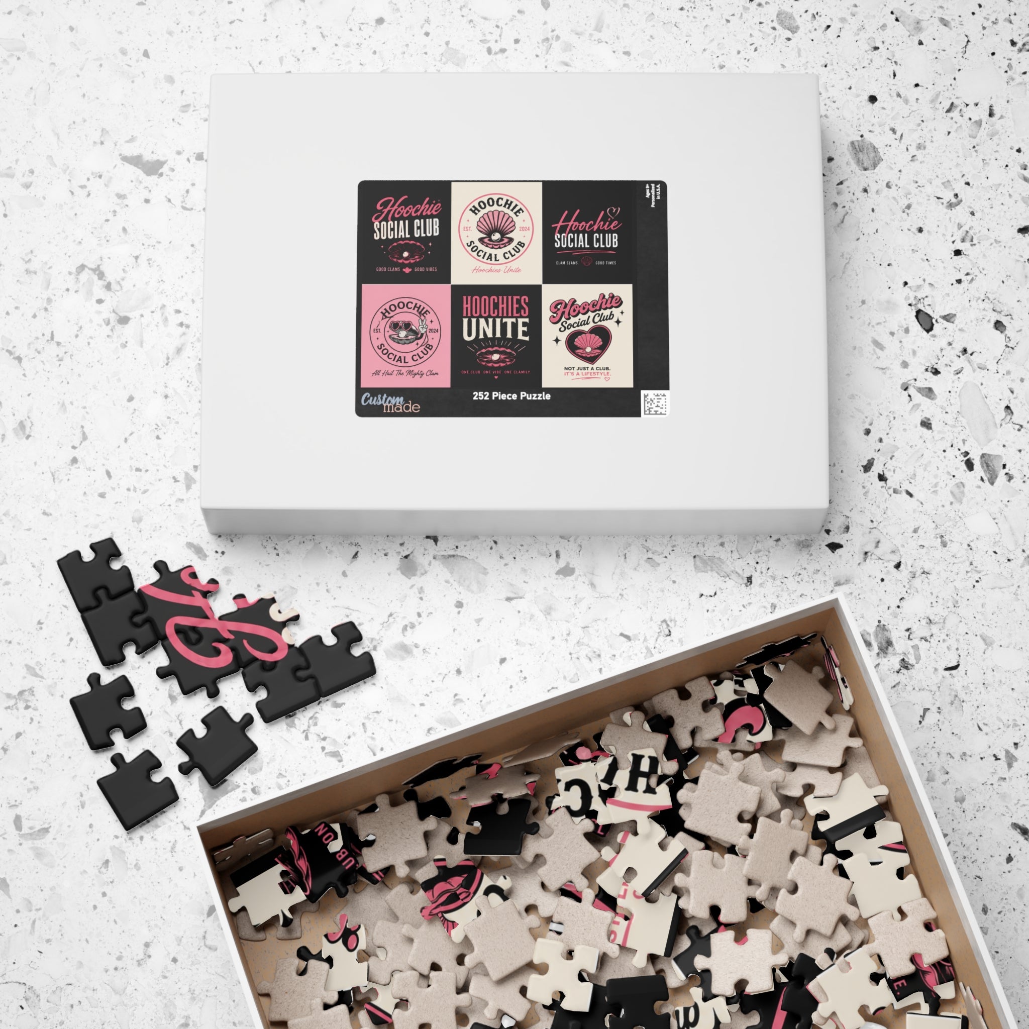 Hoochie Social Club Puzzle — Retro Pink Logo Jigsaw (110–1014 pcs)