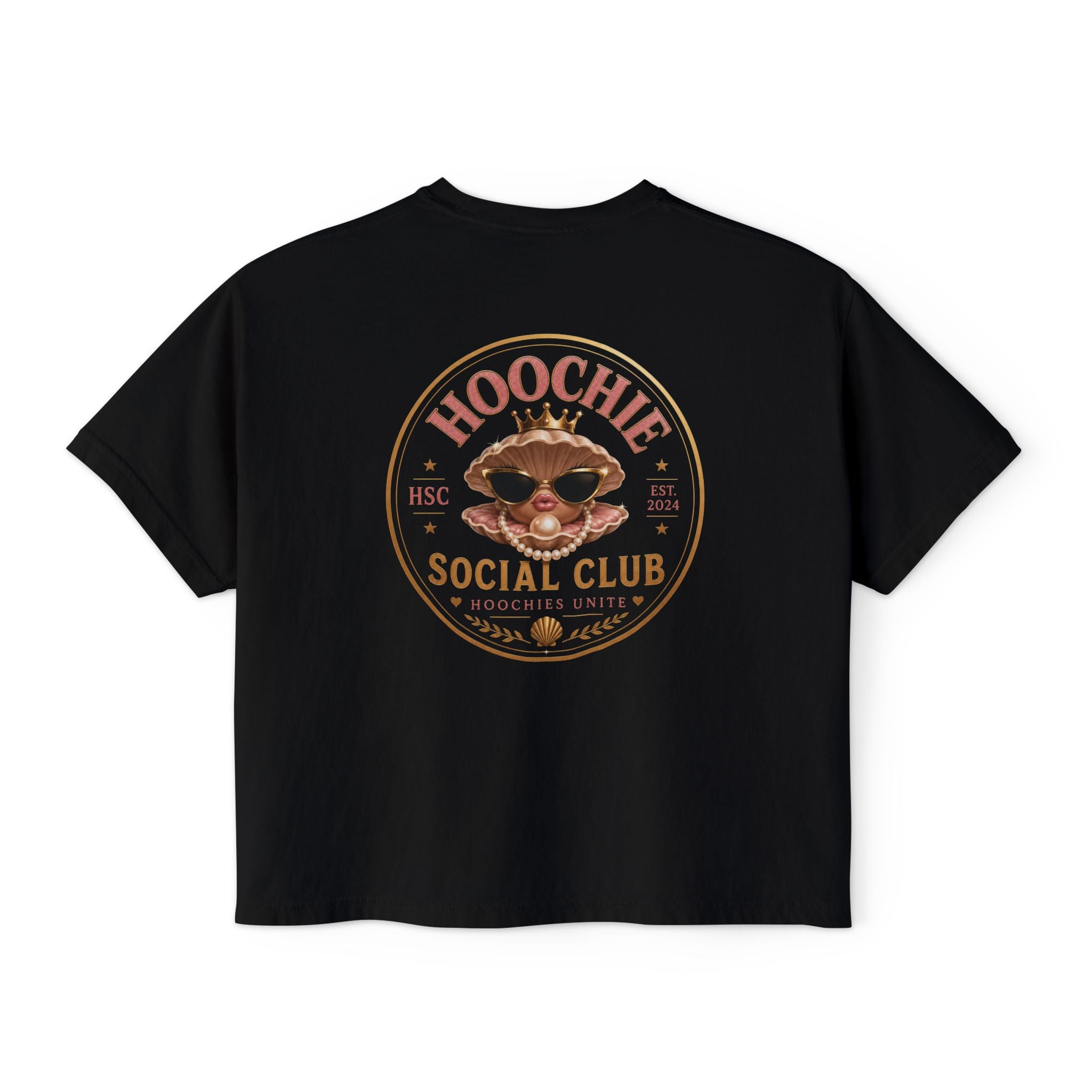 Hoochie Social Club Boxy Tee — Women's Cute Retro Cat Graphic Crop T-Shirt