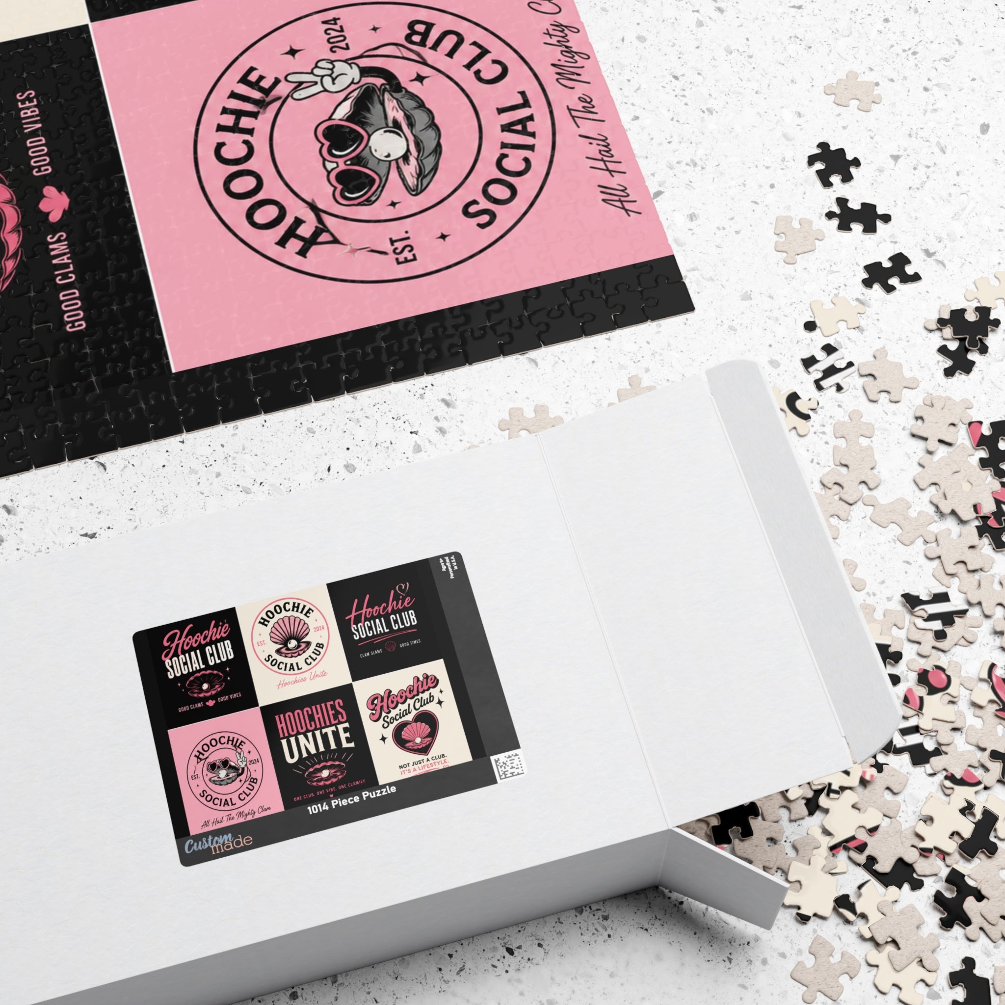 Hoochie Social Club Puzzle — Retro Pink Logo Jigsaw (110–1014 pcs)
