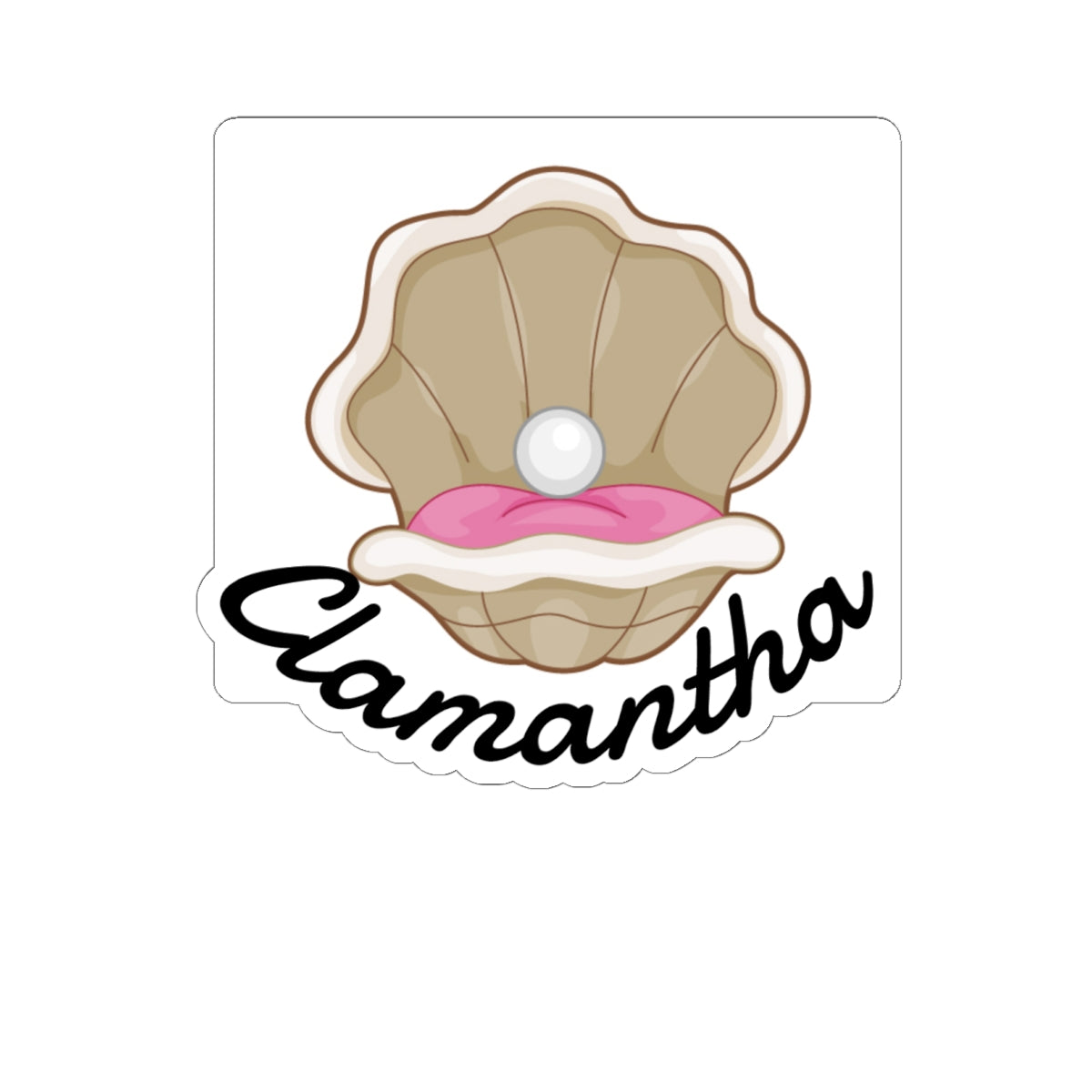 Clamantha Kiss-Cut Sticker — Cute Pearl Shell Design