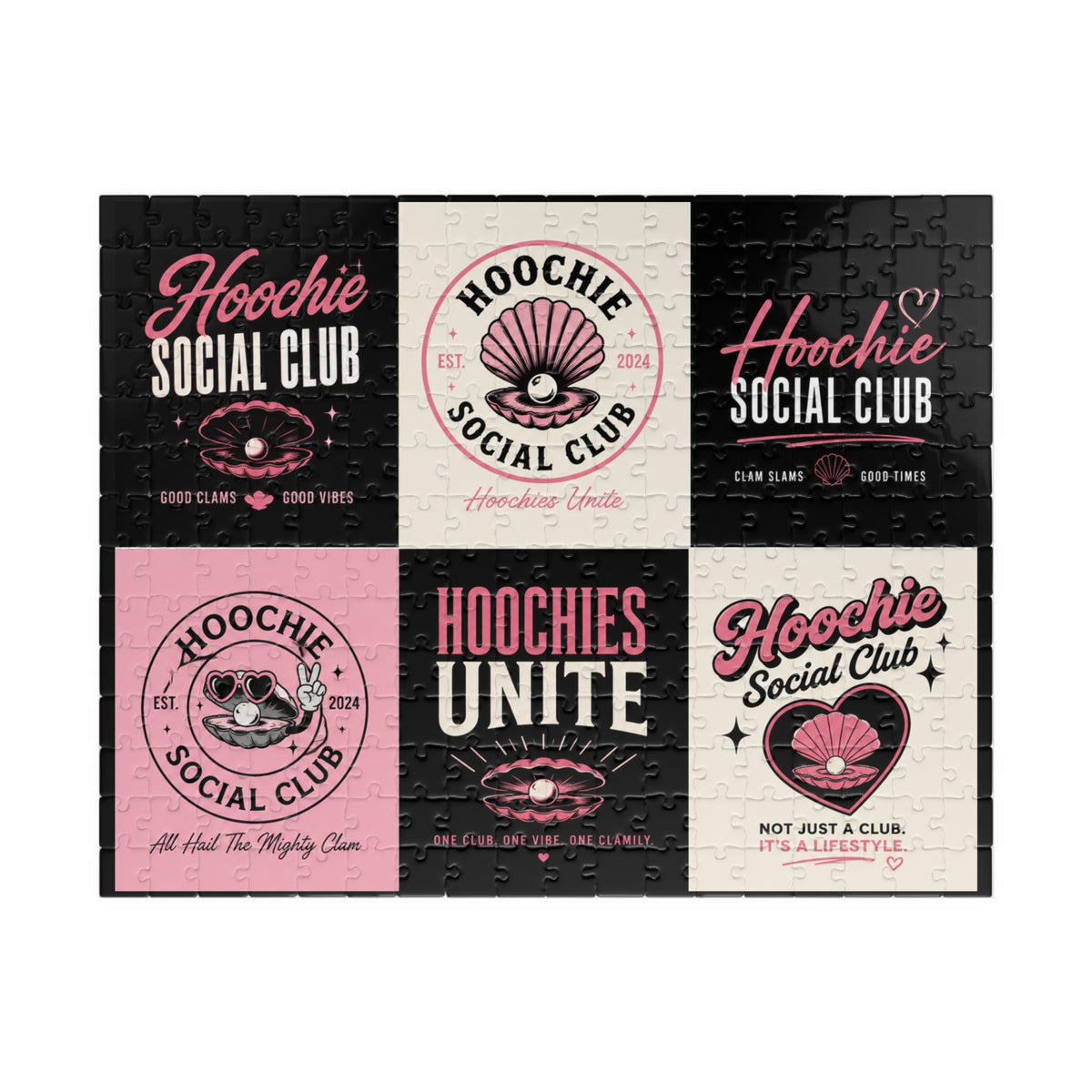 Hoochie Social Club Puzzle — Retro Pink Logo Jigsaw (110–1014 pcs)