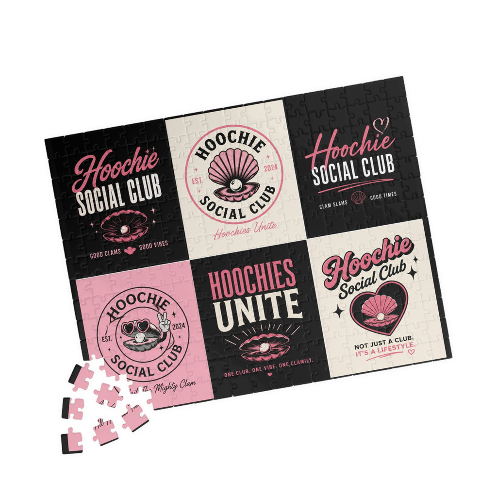 Hoochie Social Club Puzzle — Retro Pink Logo Jigsaw (110–1014 pcs)