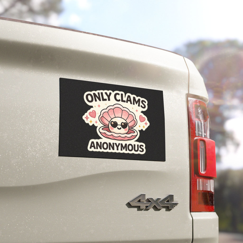 Clamantha Car Magnet — "Only Clams Anonymous" Kawaii Sticker-Style Auto Decal