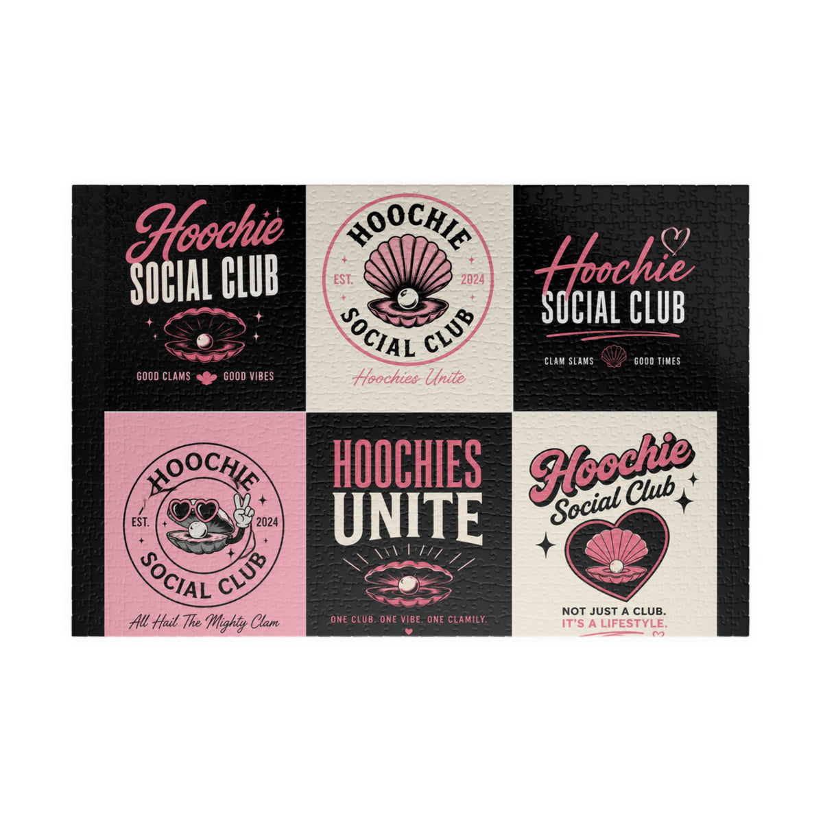 Hoochie Social Club Puzzle — Retro Pink Logo Jigsaw (110–1014 pcs)