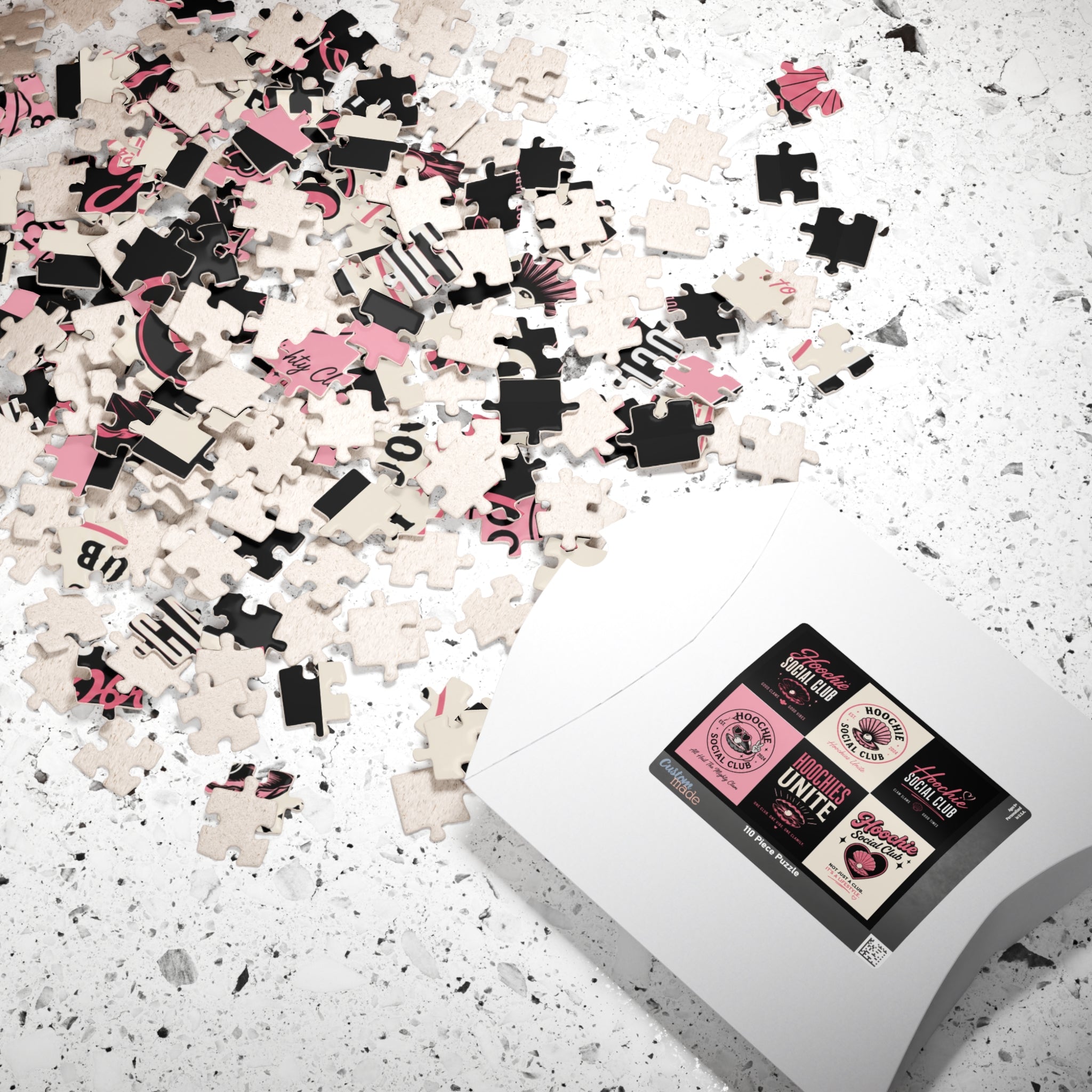Hoochie Social Club Puzzle — Retro Pink Logo Jigsaw (110–1014 pcs)