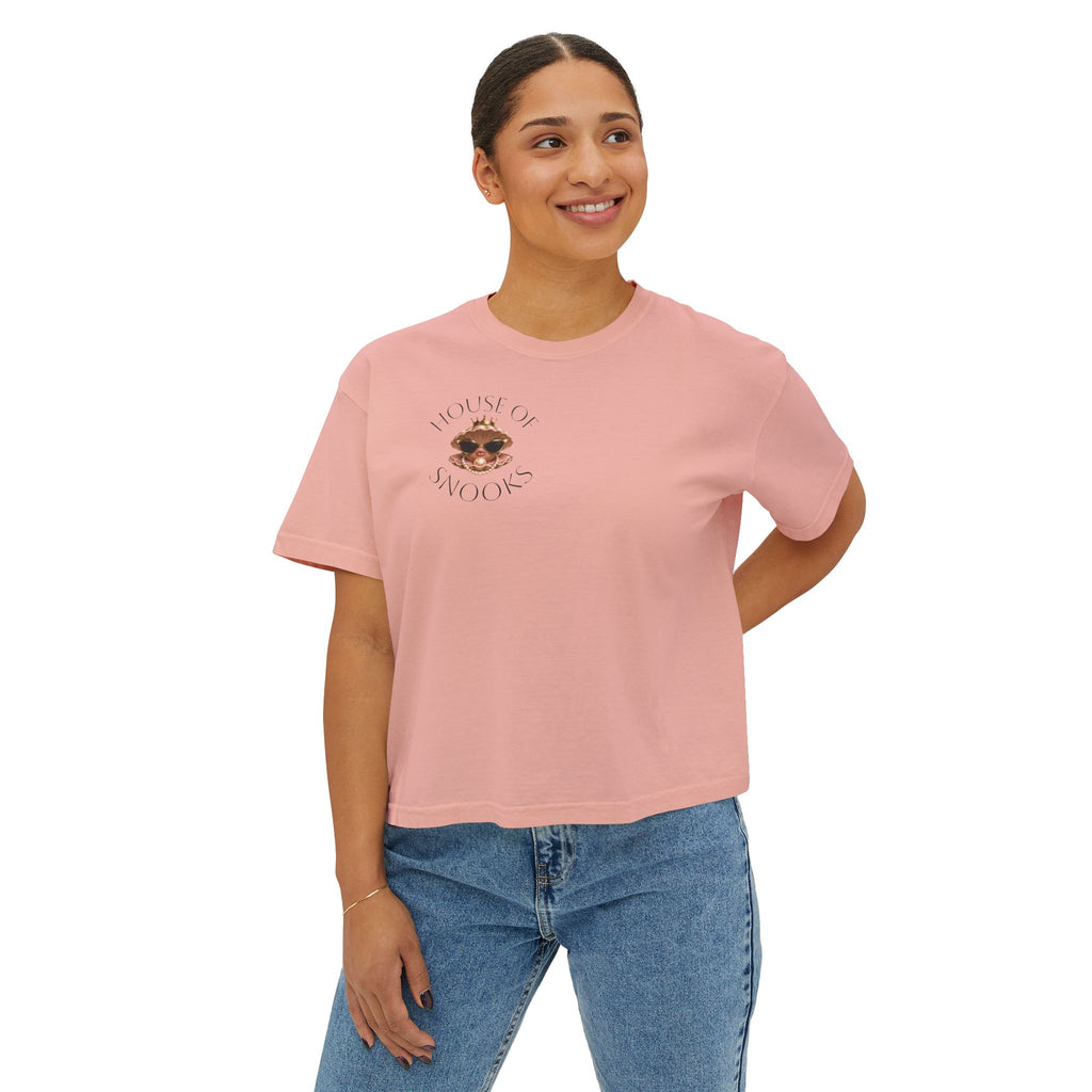 Hoochie Social Club Boxy Tee — Women's Cute Retro Cat Graphic Crop T-Shirt