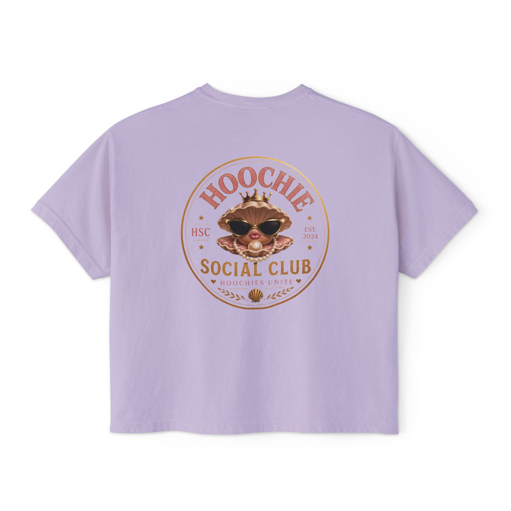 Hoochie Social Club Boxy Tee — Women's Cute Retro Cat Graphic Crop T-Shirt