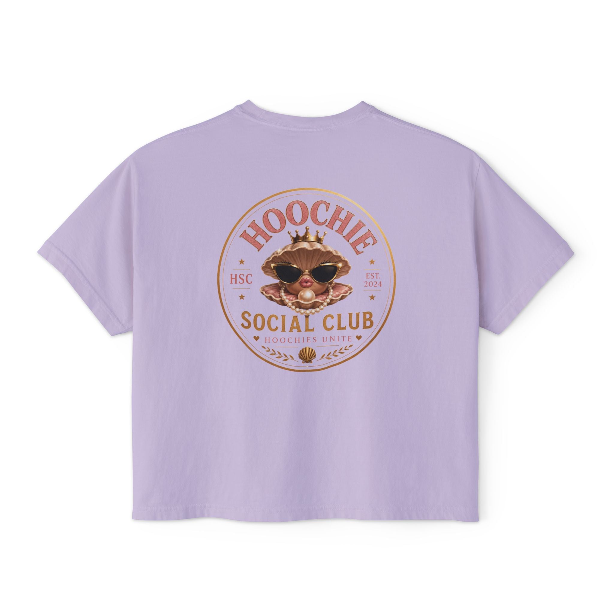 Hoochie Social Club Boxy Tee — Women's Cute Retro Cat Graphic Crop T-Shirt