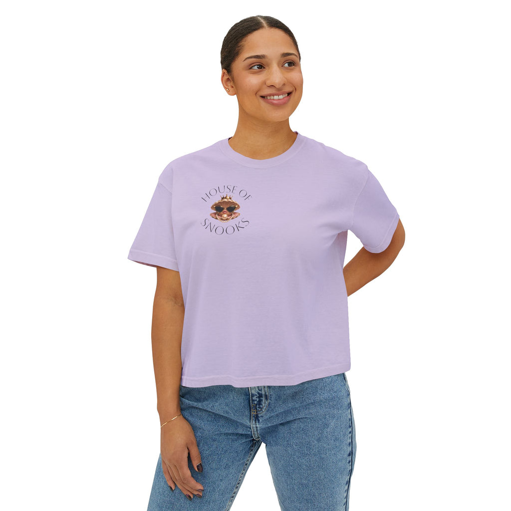 Hoochie Social Club Boxy Tee — Women's Cute Retro Cat Graphic Crop T-Shirt