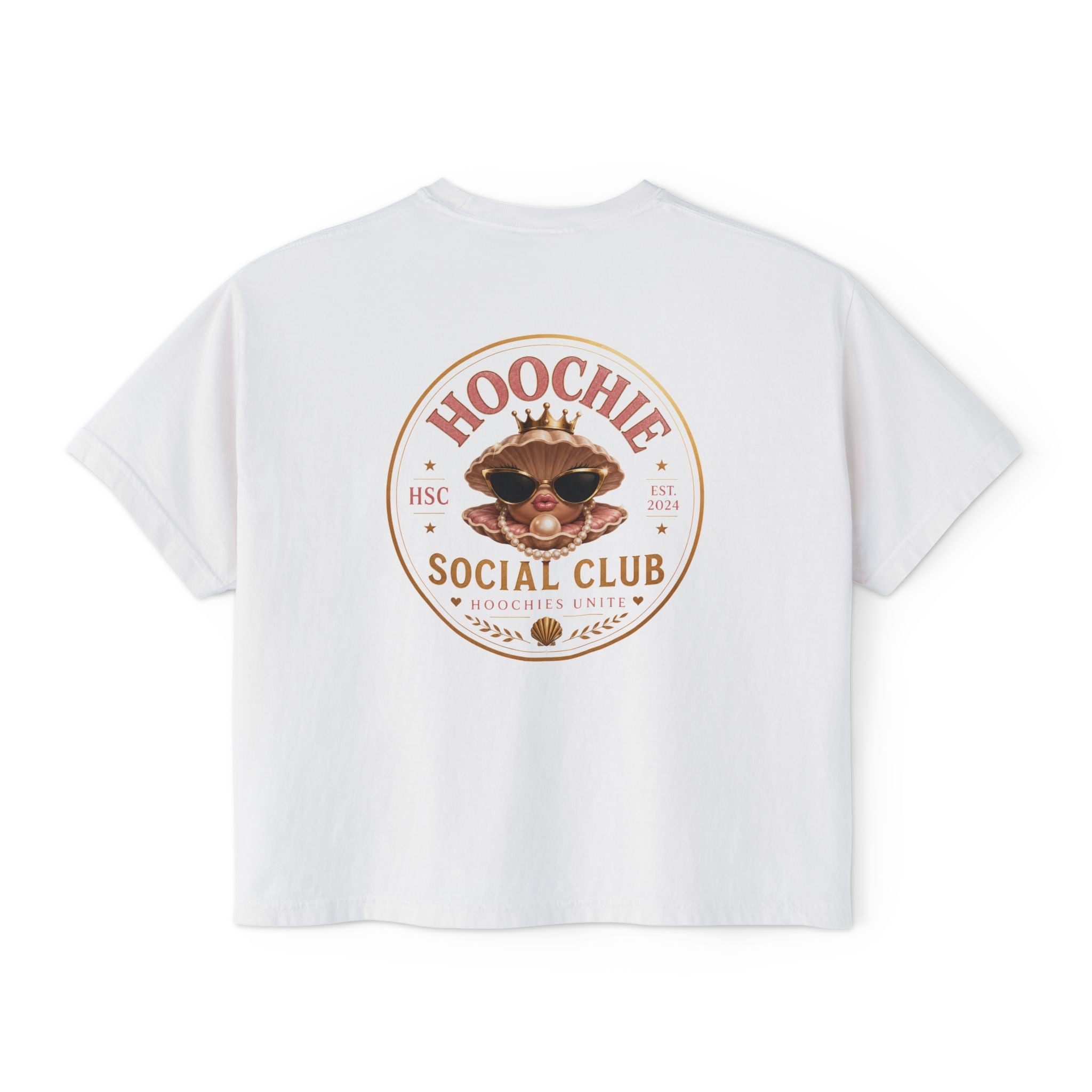 Hoochie Social Club Boxy Tee — Women's Cute Retro Cat Graphic Crop T-Shirt