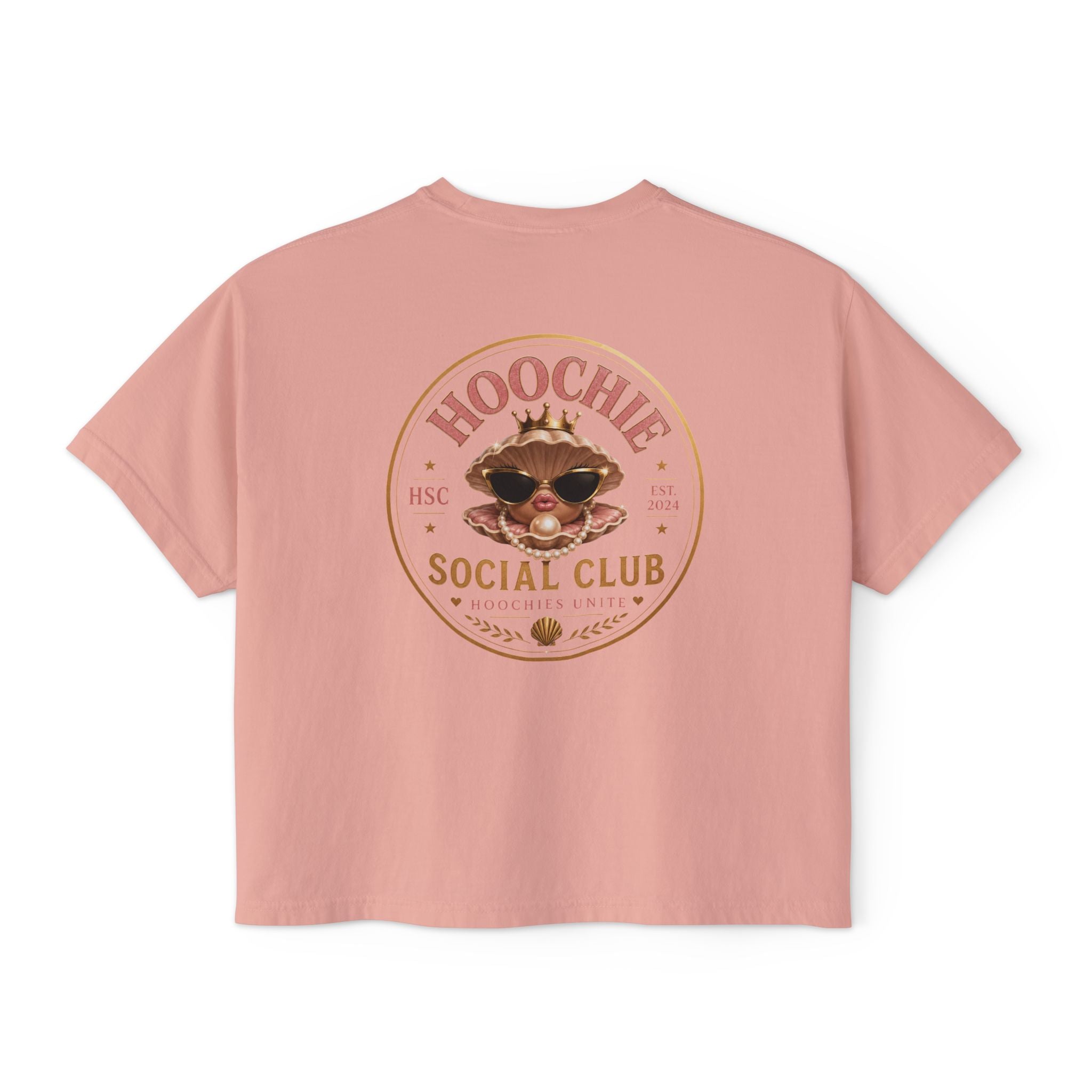 Hoochie Social Club Boxy Tee — Women's Cute Retro Cat Graphic Crop T-Shirt